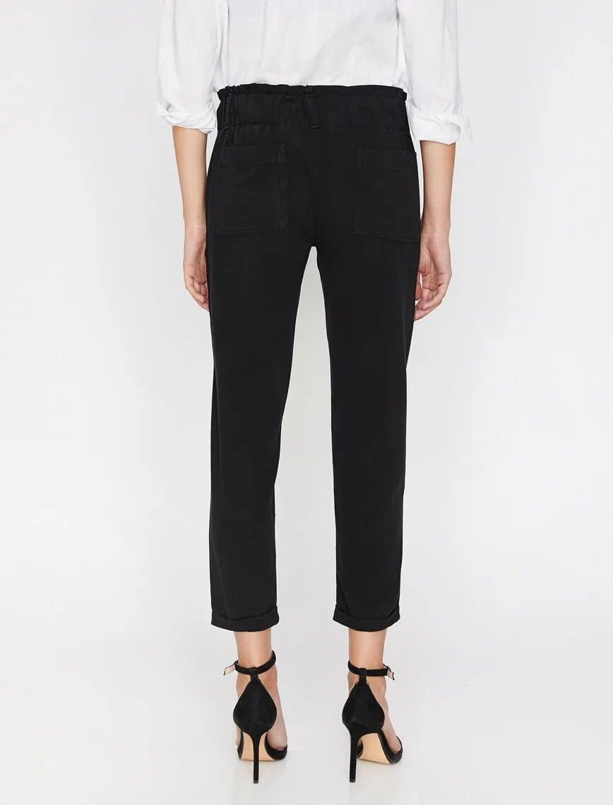 16338 Black Elastic Waist Trousers