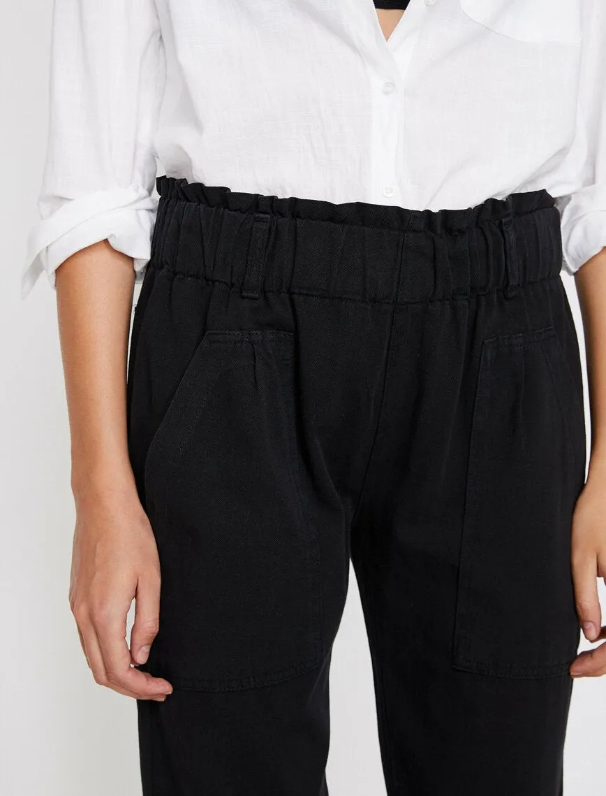 16338 Black Elastic Waist Trousers