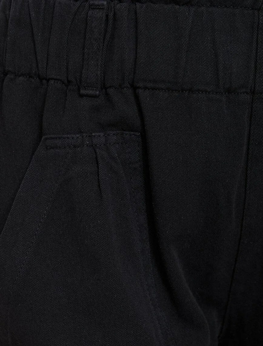 16338 Black Elastic Waist Trousers