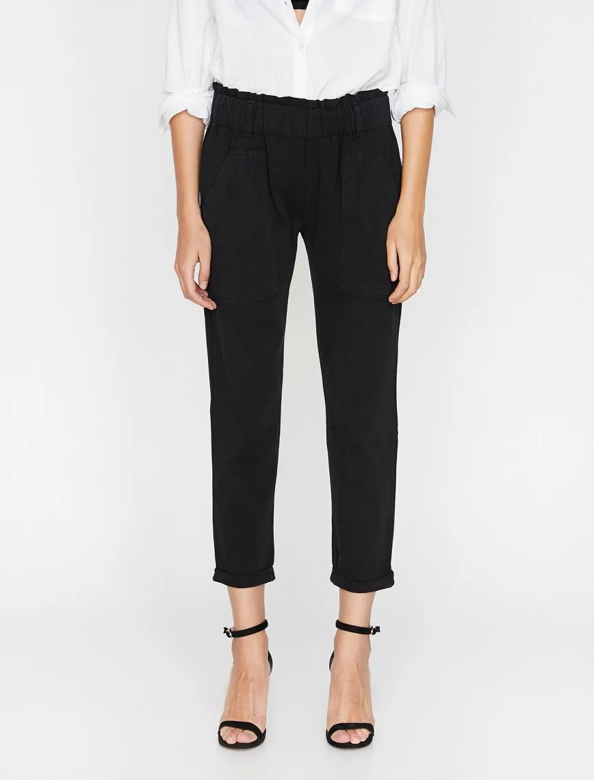 16338 Black Elastic Waist Trousers