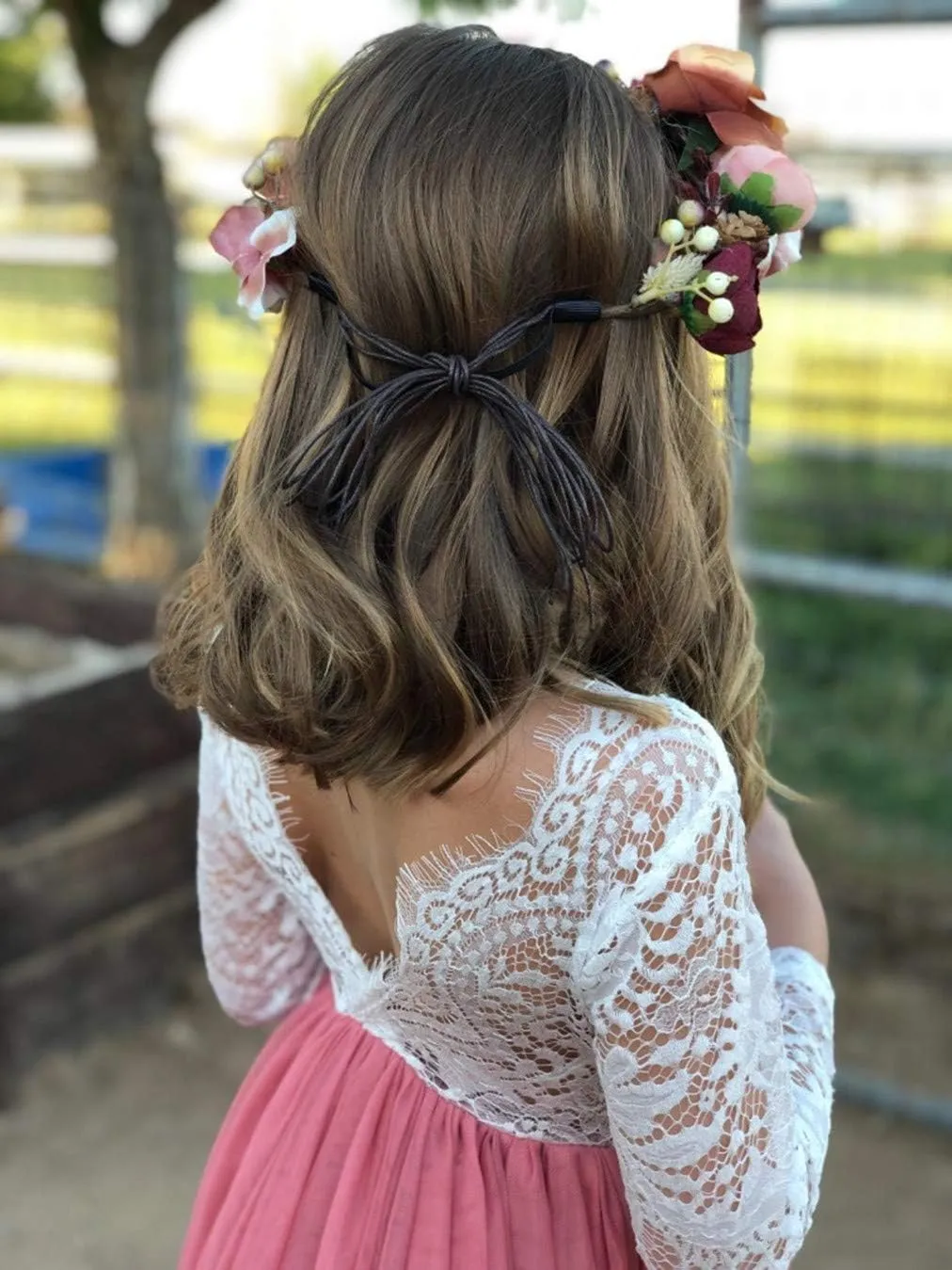 2Bunnies Girl Peony Lace Back A-Line Straight Tutu Tulle Party Flower Girl Dress