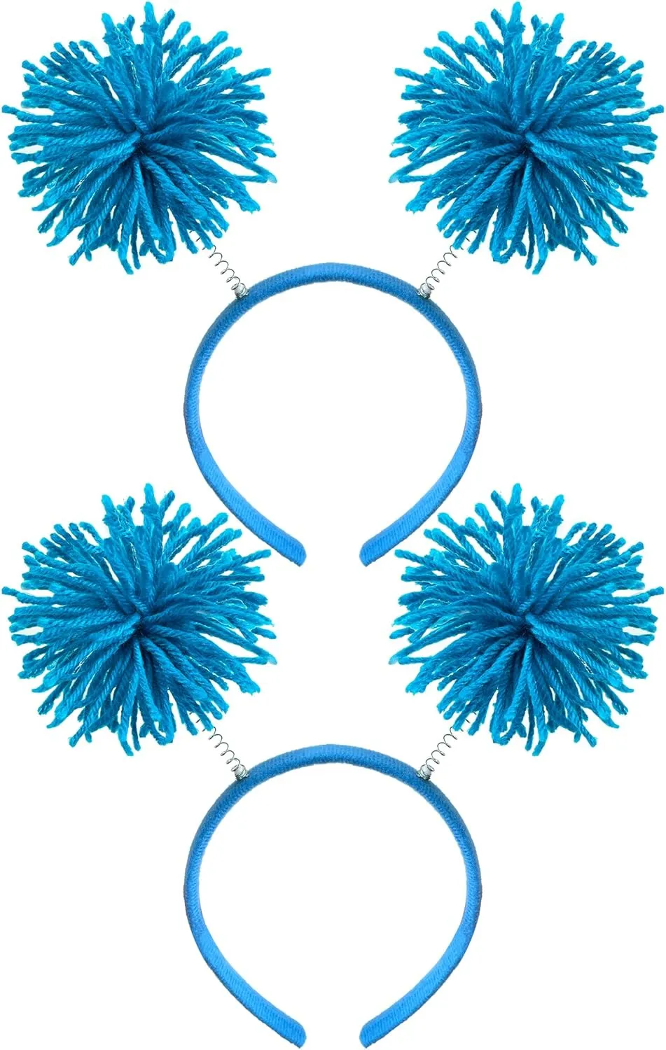 2PCS Blue Fuzzy Headband Blue Pom Pom Headwear for Halloween Costume School Festivals Party