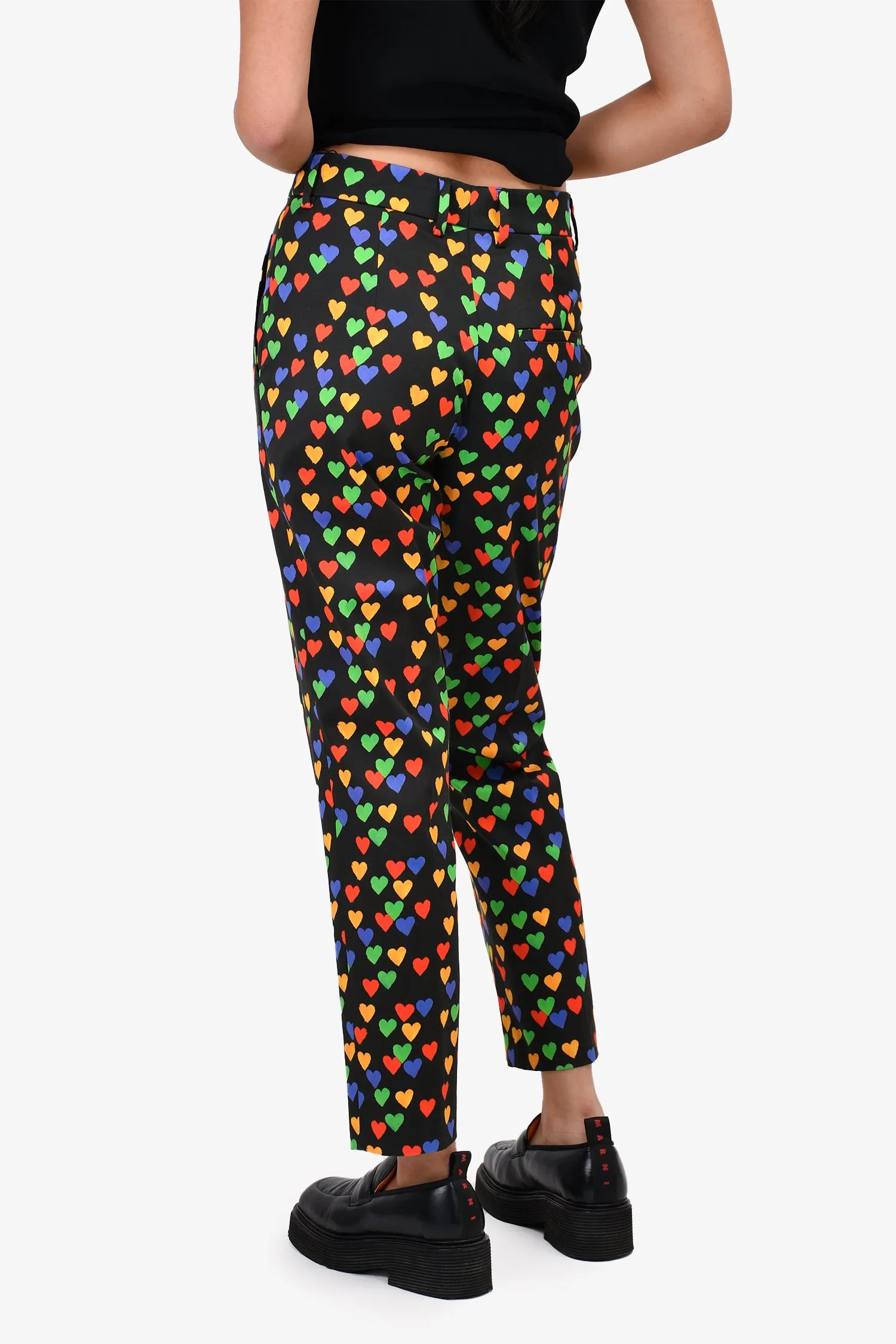 Akris Black Heart Patterned Trousers Size 2