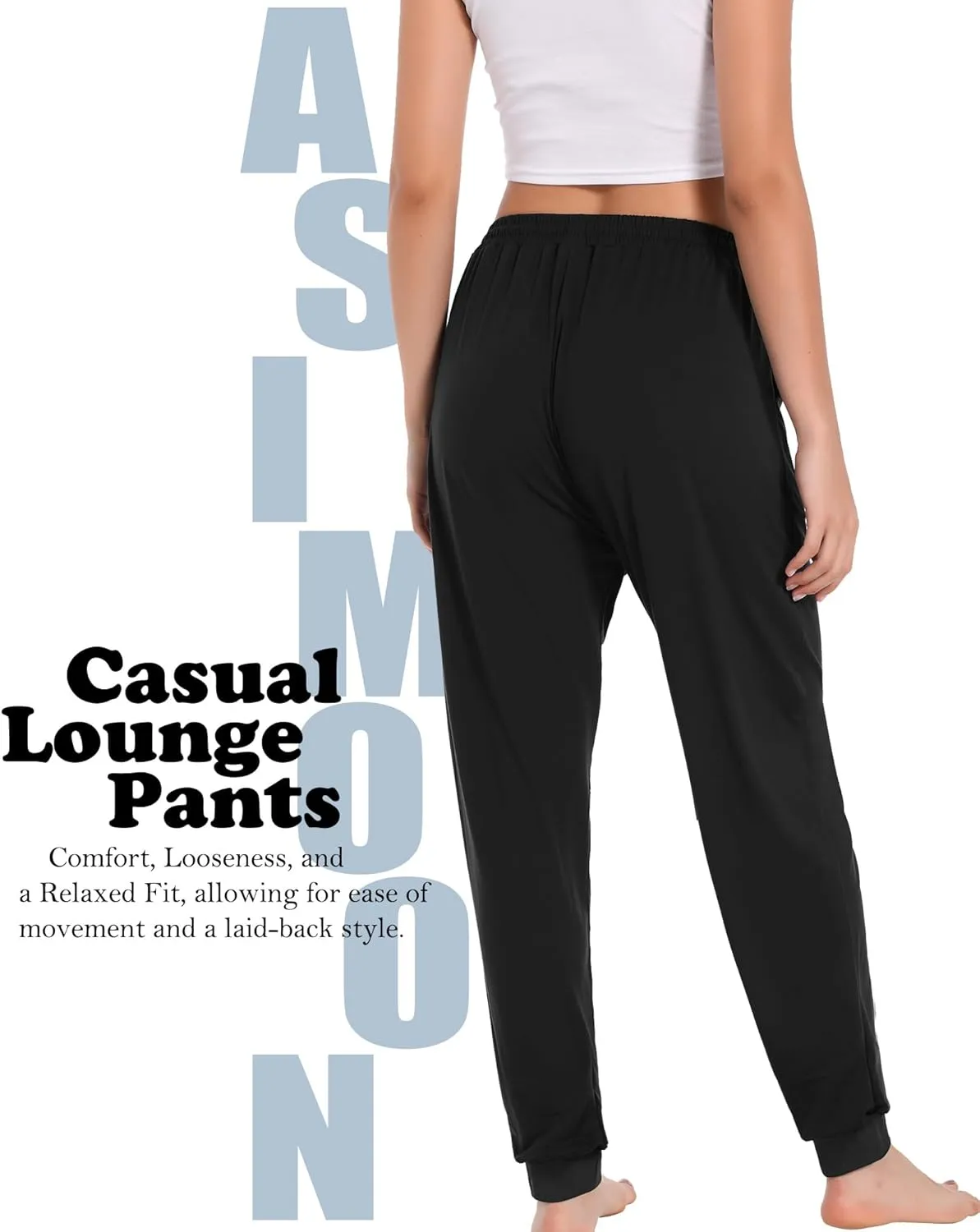 ASIMOON Sweatpants Women with Pockets Loose Lightweight Stretch Yoga Lounge Pants Comfy Drawstring Workout Jogging Pants