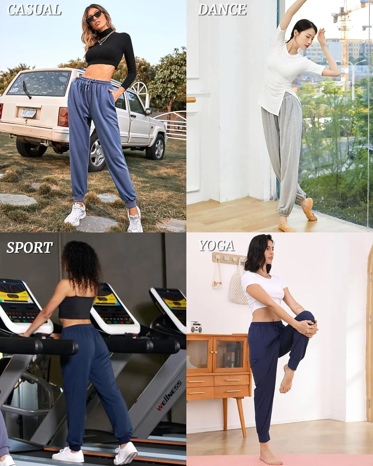ASIMOON Sweatpants Women with Pockets Loose Lightweight Stretch Yoga Lounge Pants Comfy Drawstring Workout Jogging Pants