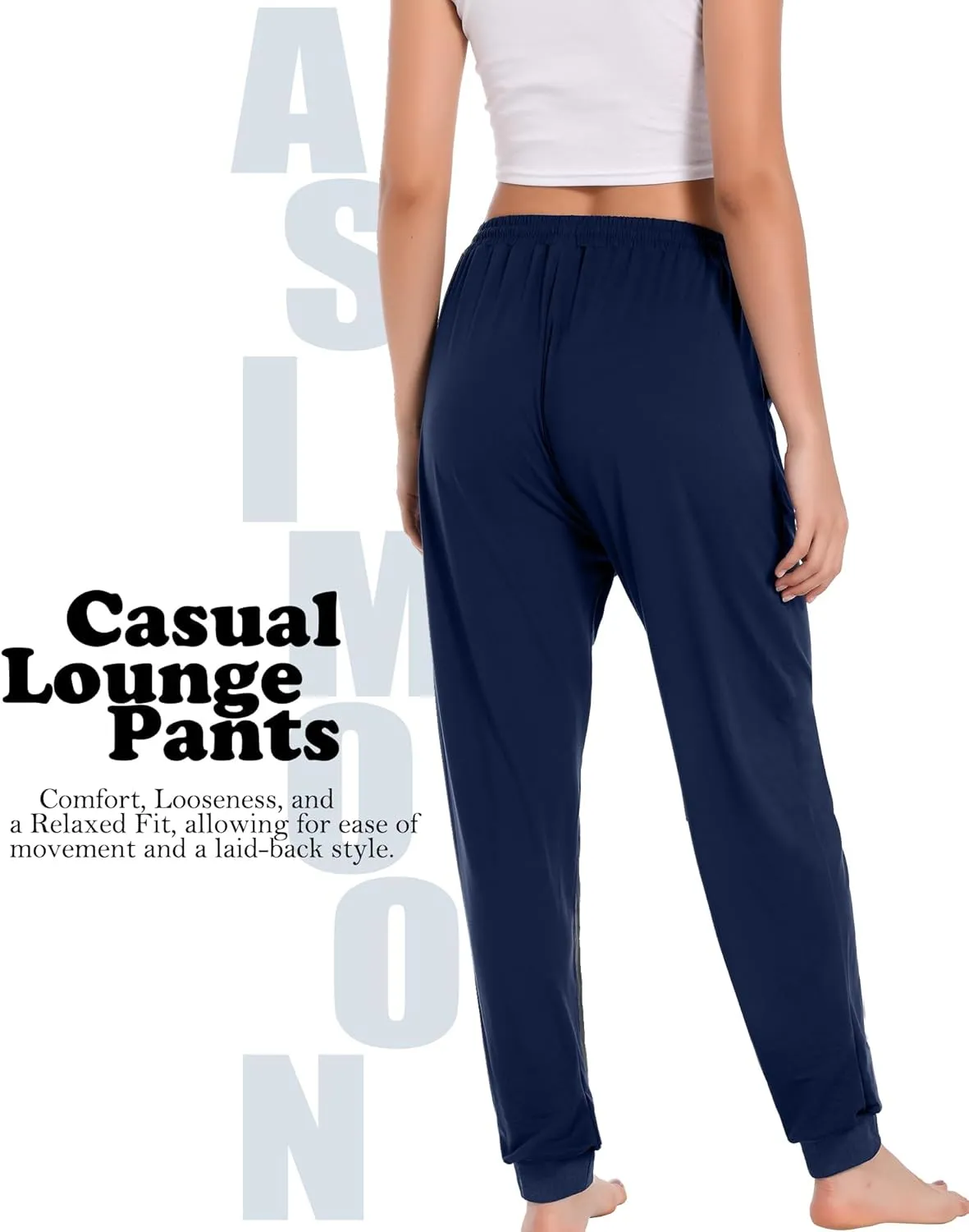 ASIMOON Sweatpants Women with Pockets Loose Lightweight Stretch Yoga Lounge Pants Comfy Drawstring Workout Jogging Pants