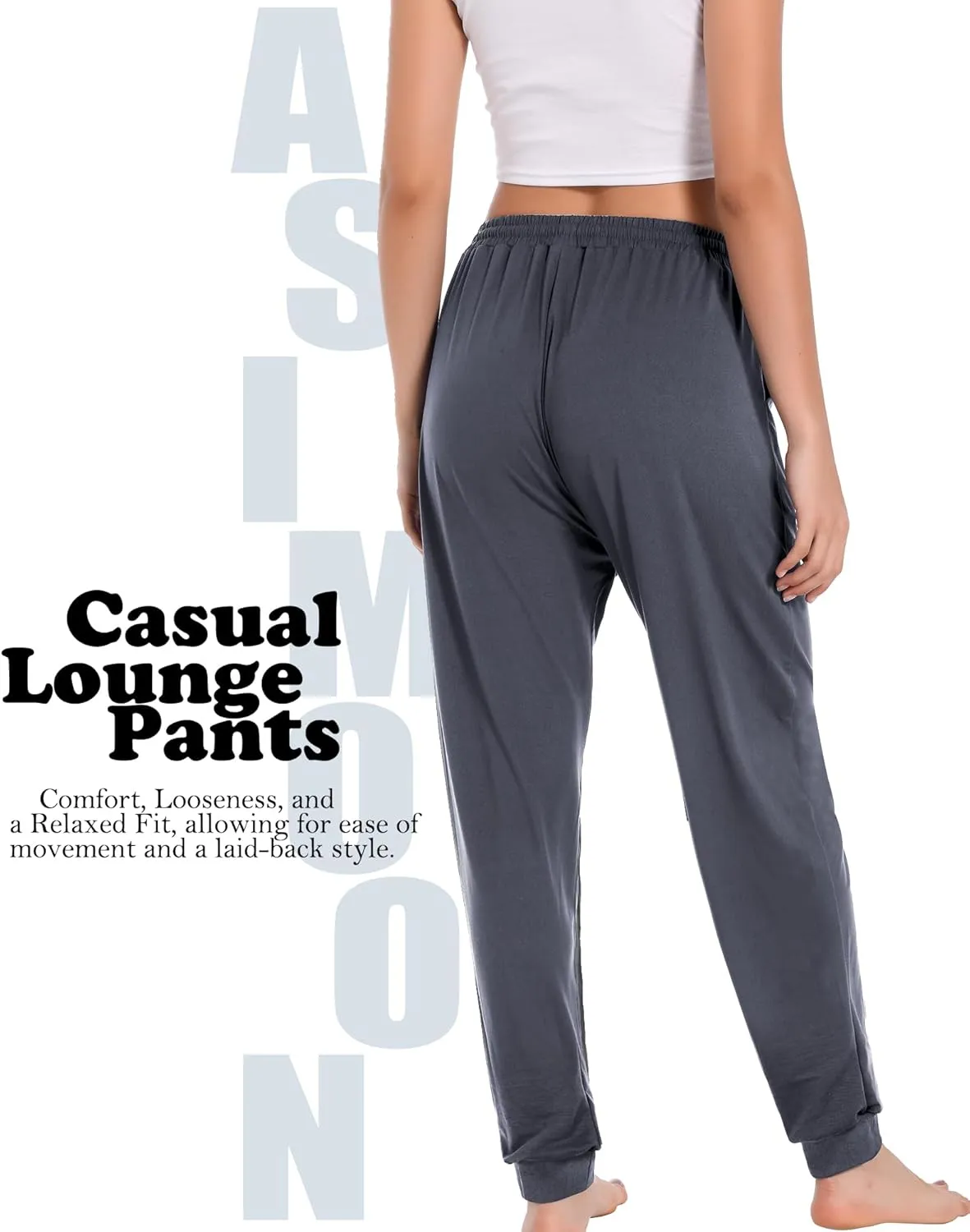 ASIMOON Sweatpants Women with Pockets Loose Lightweight Stretch Yoga Lounge Pants Comfy Drawstring Workout Jogging Pants