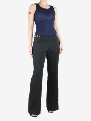 Black bejewelled side cutout trousers - size UK 12
