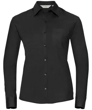 Black - Women's long sleeve 100% cotton poplin shirt