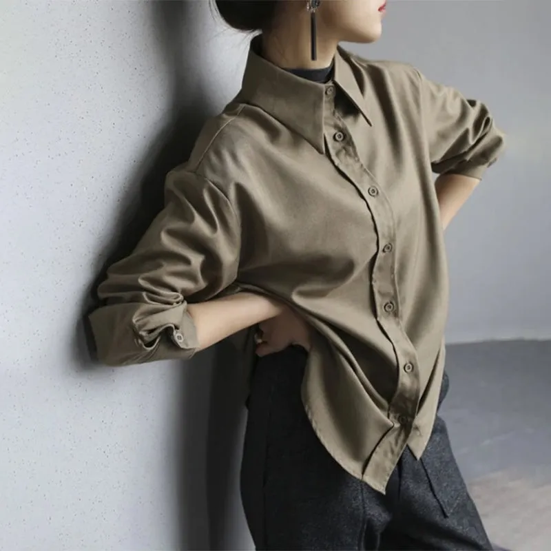 Casual Fashion Button Cuff Long Sleeve Blouses