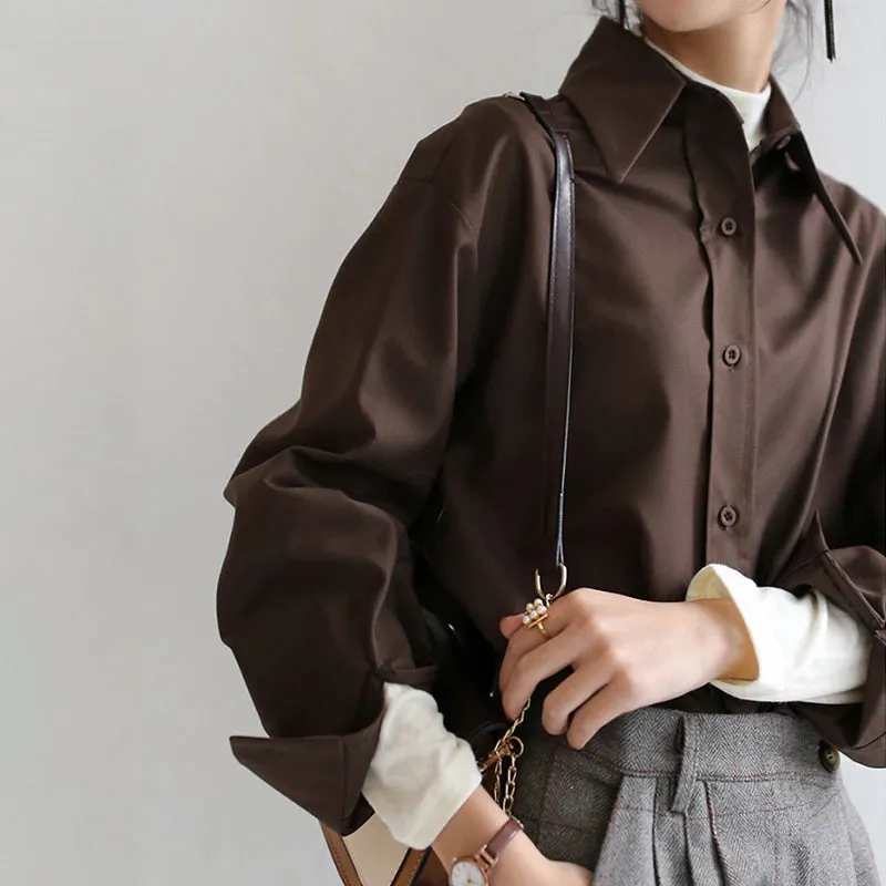 Casual Fashion Button Cuff Long Sleeve Blouses
