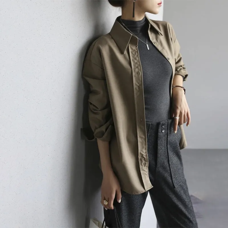 Casual Fashion Button Cuff Long Sleeve Blouses