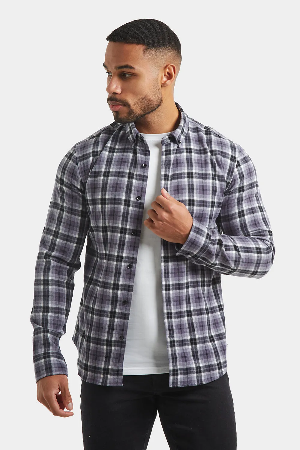 Check Overshirt in Pale Blue