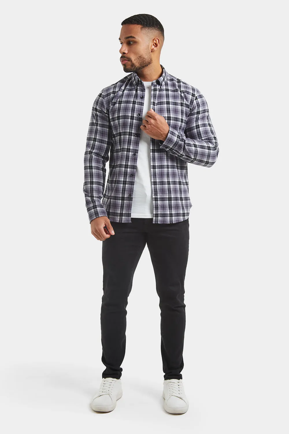 Check Overshirt in Pale Blue