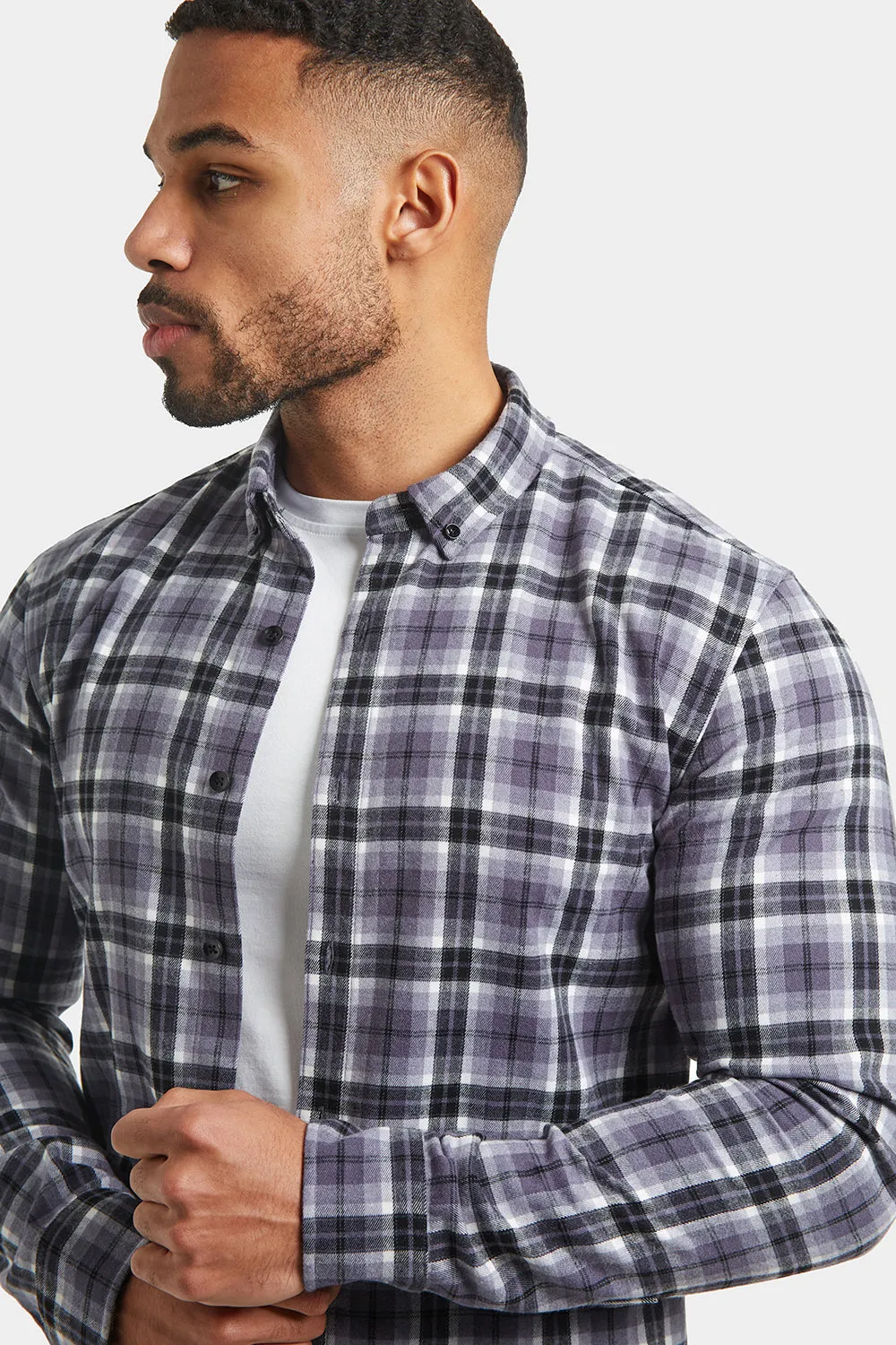 Check Overshirt in Pale Blue