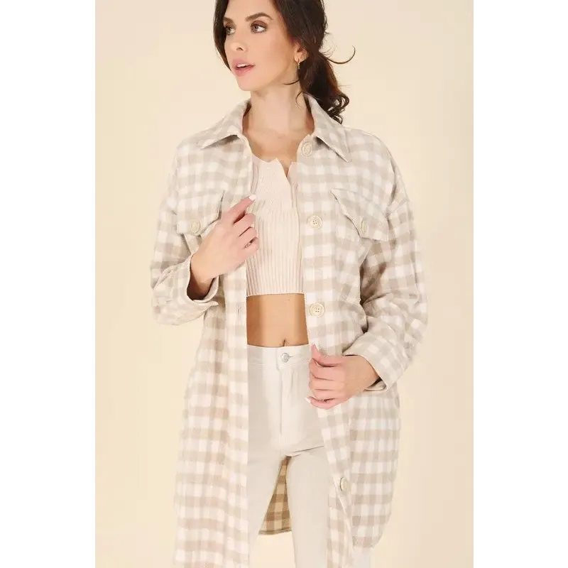 Check pattern long shacket