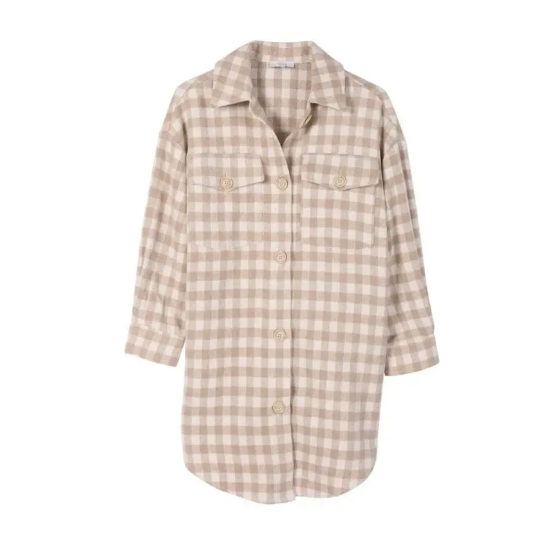 Check pattern long shacket