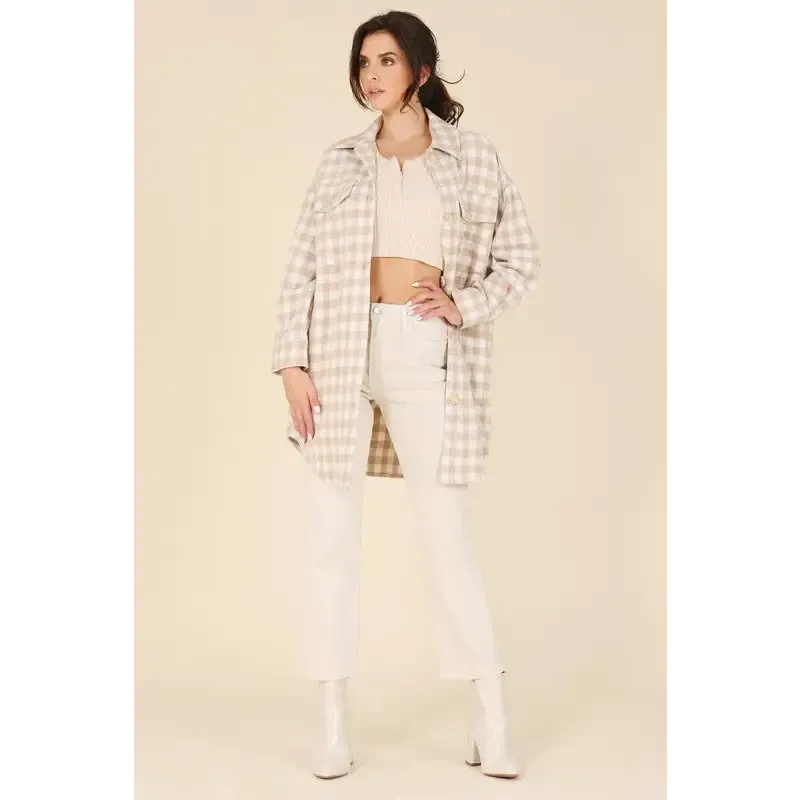 Check pattern long shacket