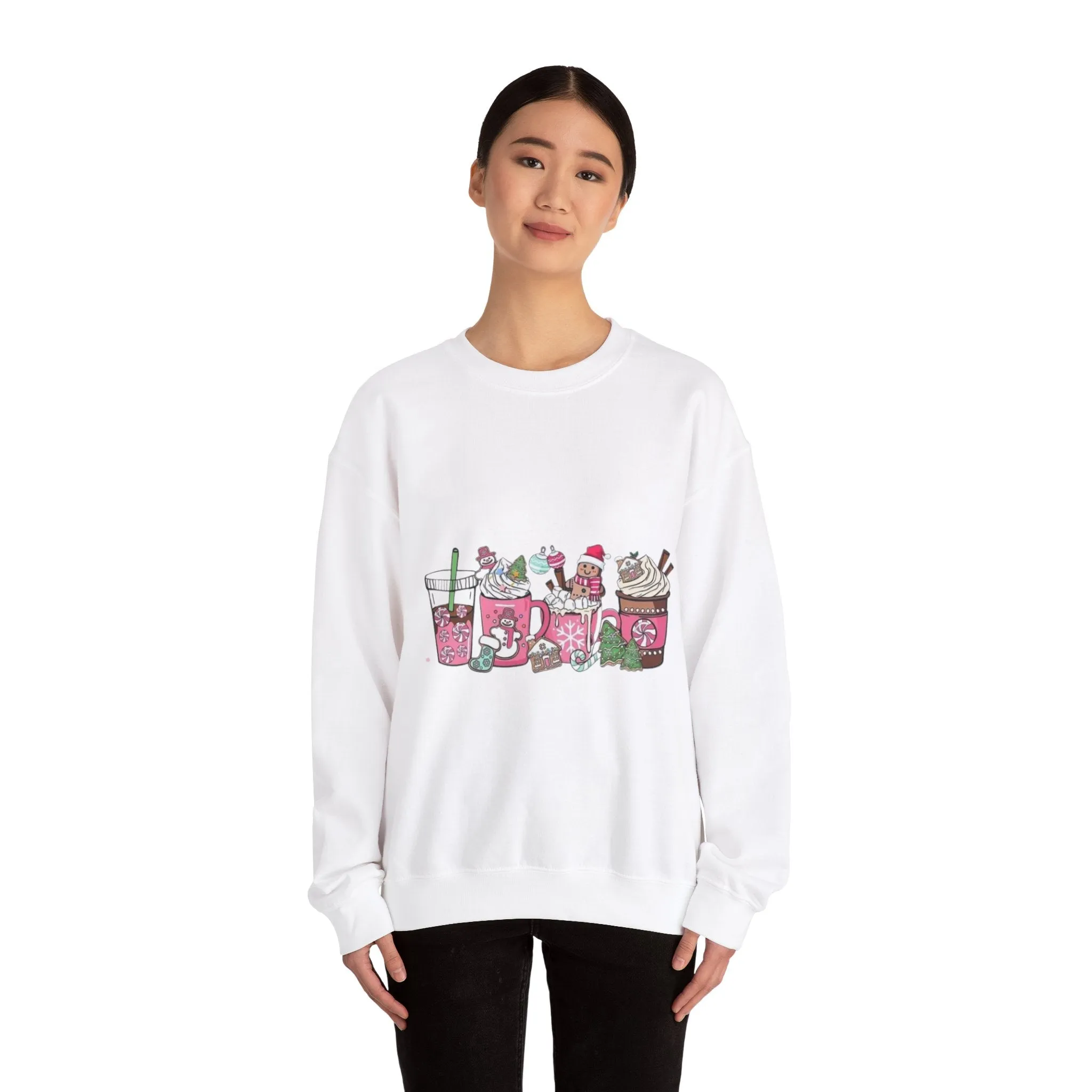 Christmas pink drinks Unisex Heavy Blend™ Crewneck Sweatshirt