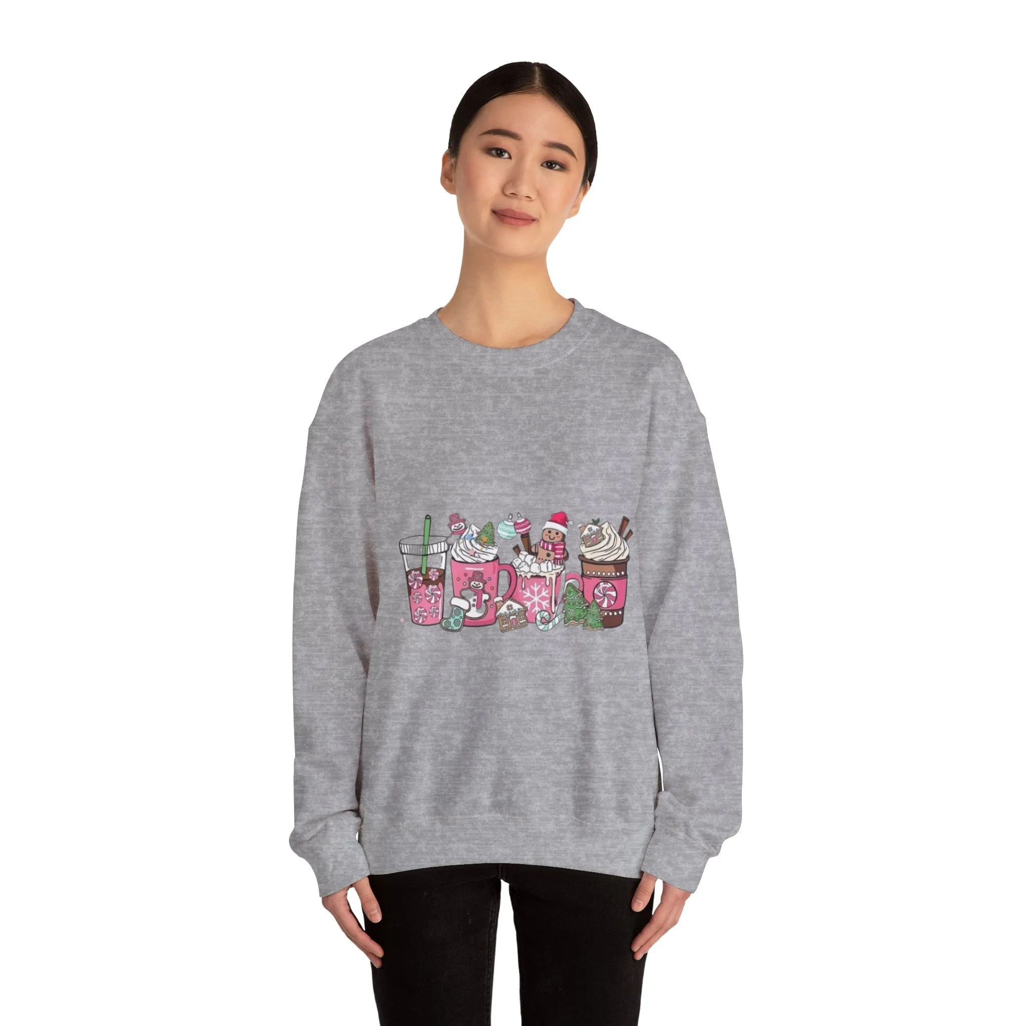 Christmas pink drinks Unisex Heavy Blend™ Crewneck Sweatshirt