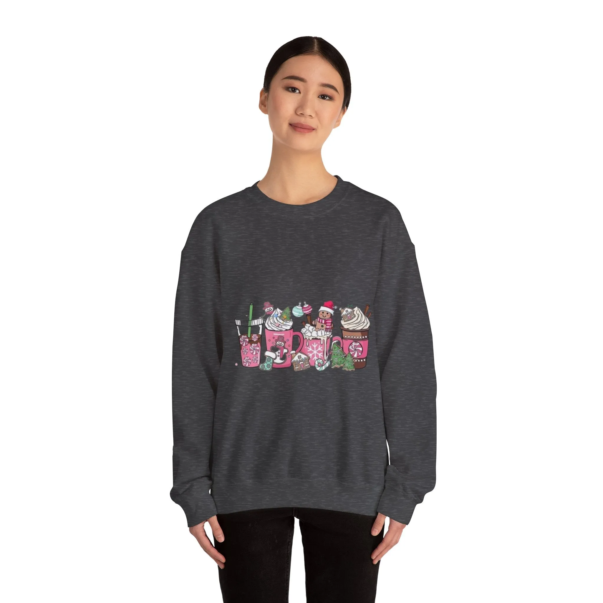 Christmas pink drinks Unisex Heavy Blend™ Crewneck Sweatshirt