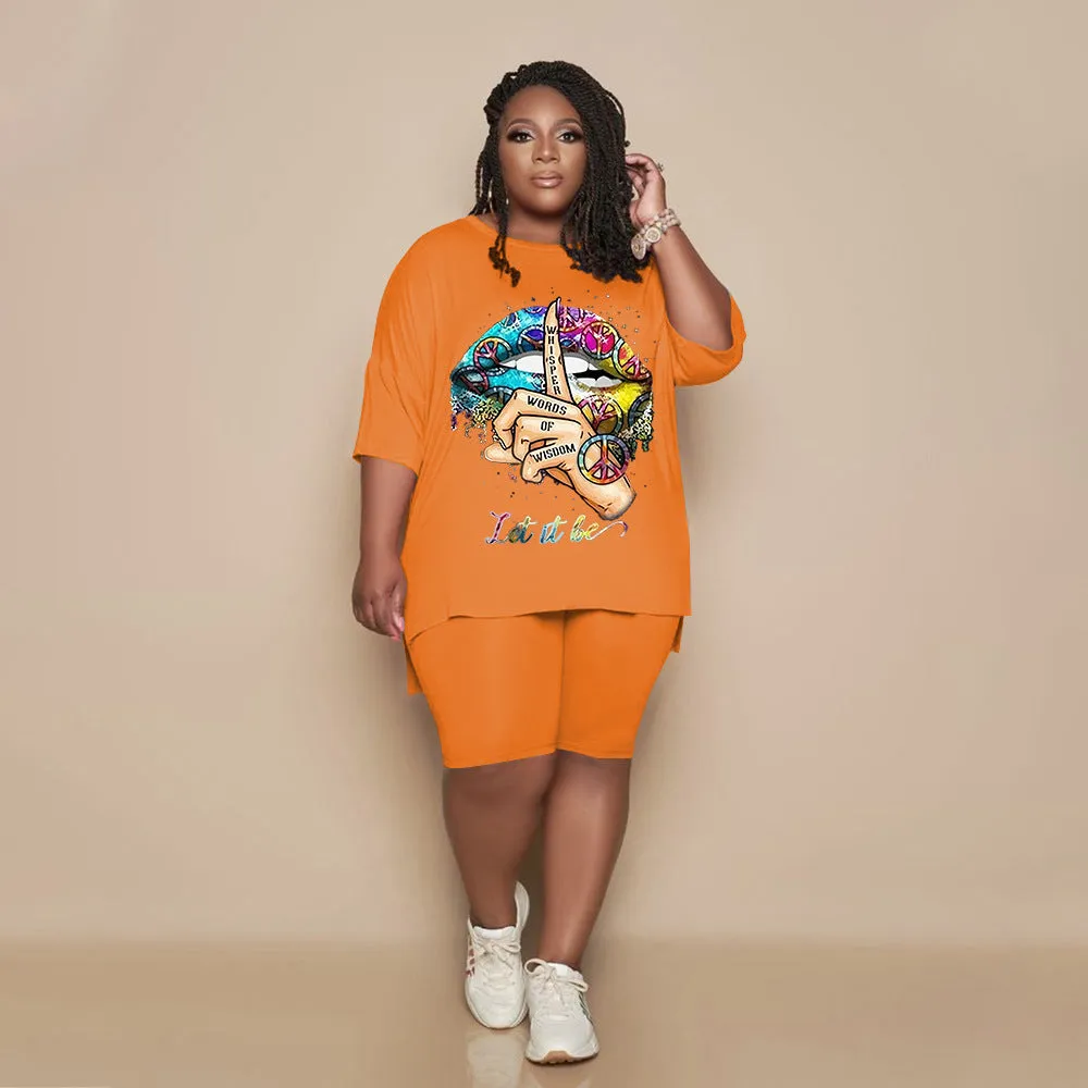 Colorful lip fashion printing suit AY1085