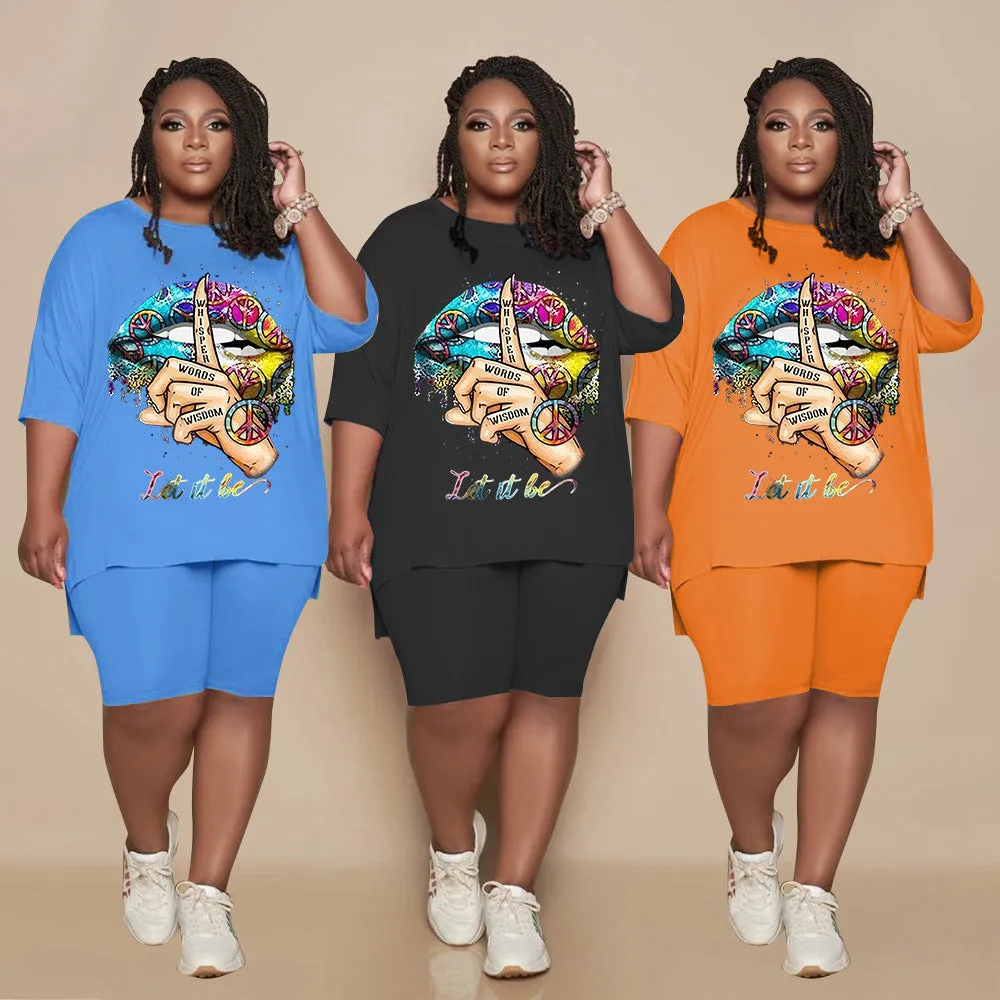 Colorful lip fashion printing suit AY1085