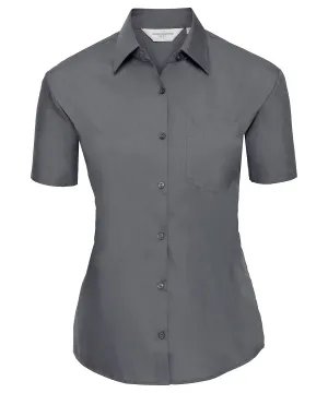 Convoy Grey - Women's short sleeve polycotton easycare poplin shirt