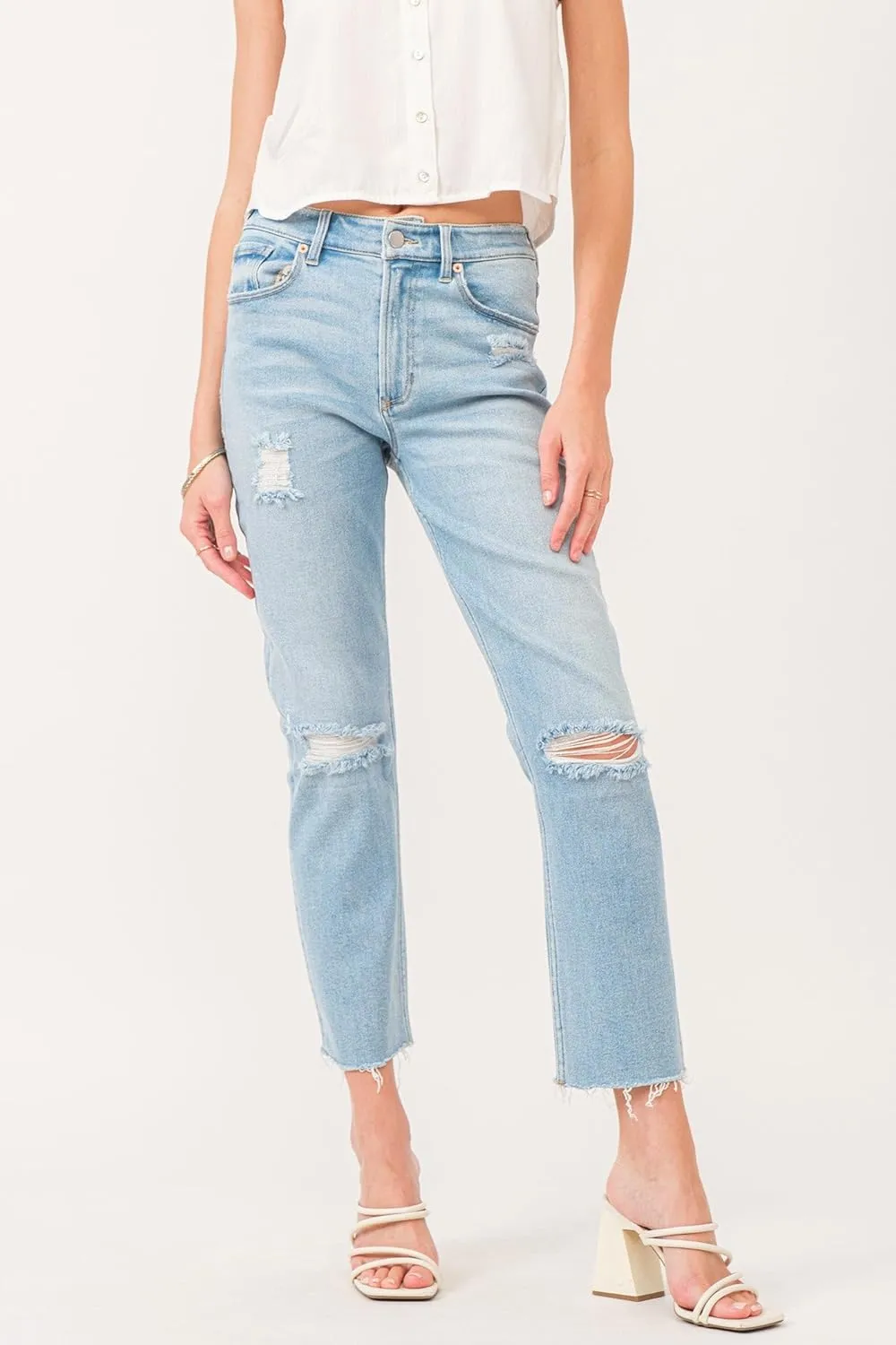 DEAR JOHN Jodi Women's Jeans Straight Leg High Rise Cropped Inseam