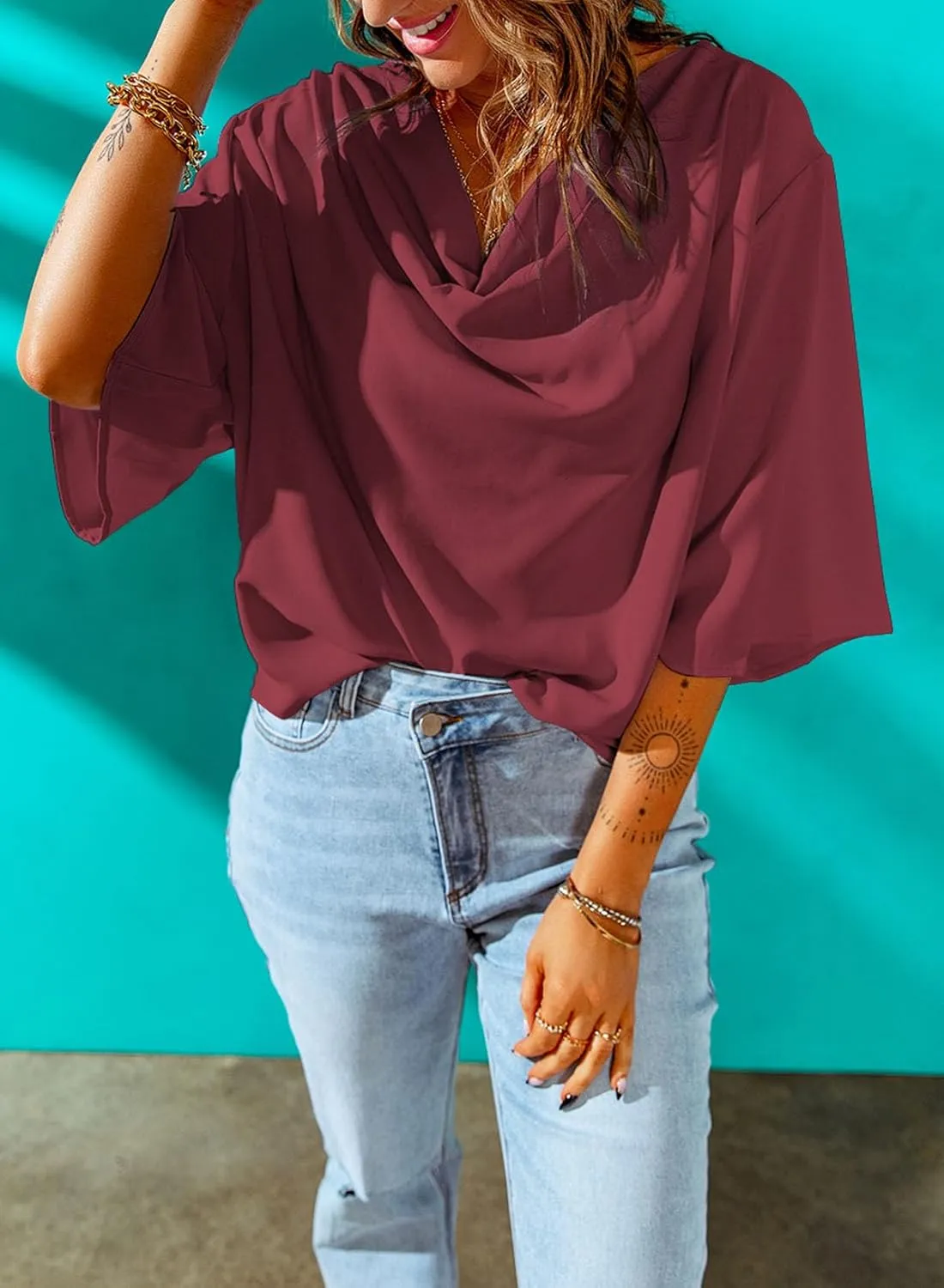 Dokotoo Womens Blouses and Tops Short Sleeve Chiffon Shirts and Tops