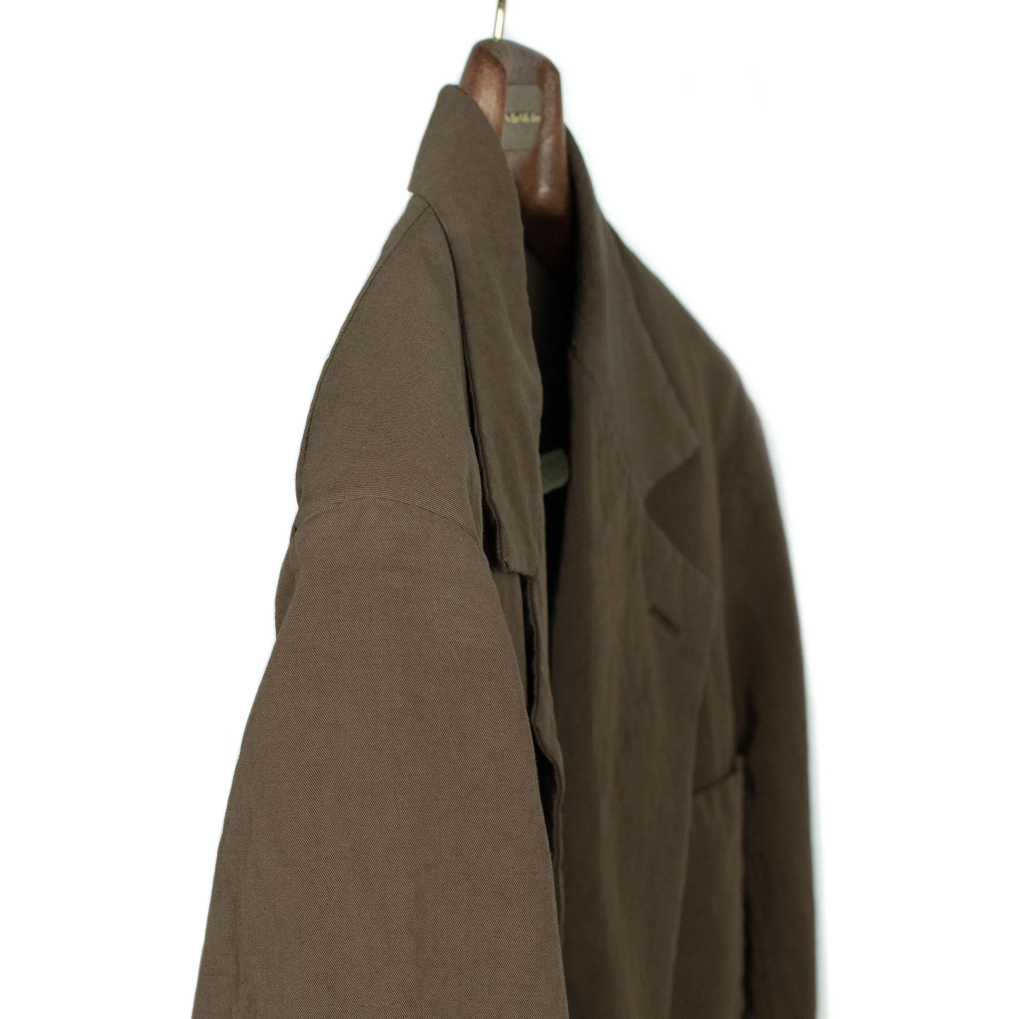 Double-breasted jacket in cocoa brown cotton linen (separates)