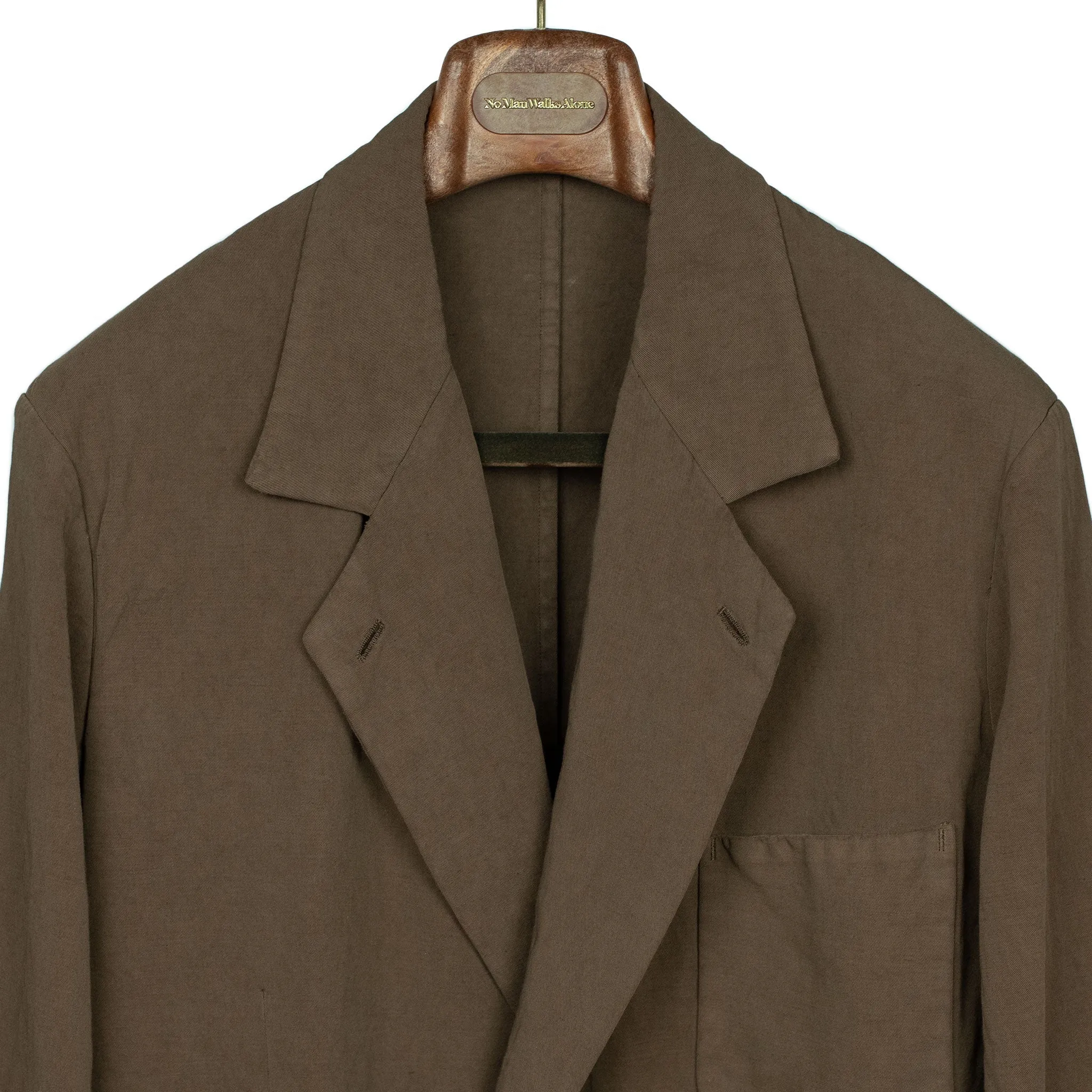 Double-breasted jacket in cocoa brown cotton linen (separates)