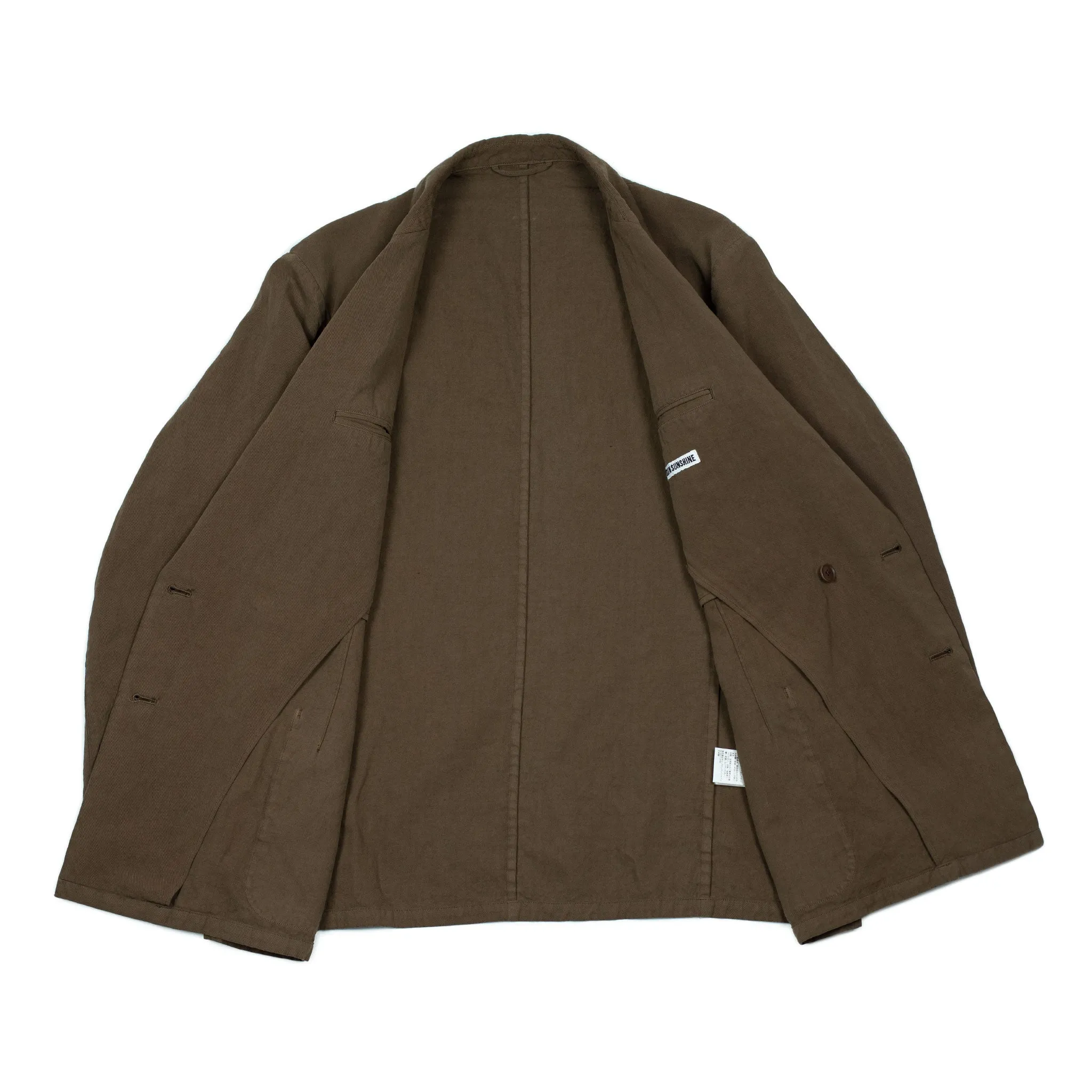 Double-breasted jacket in cocoa brown cotton linen (separates)