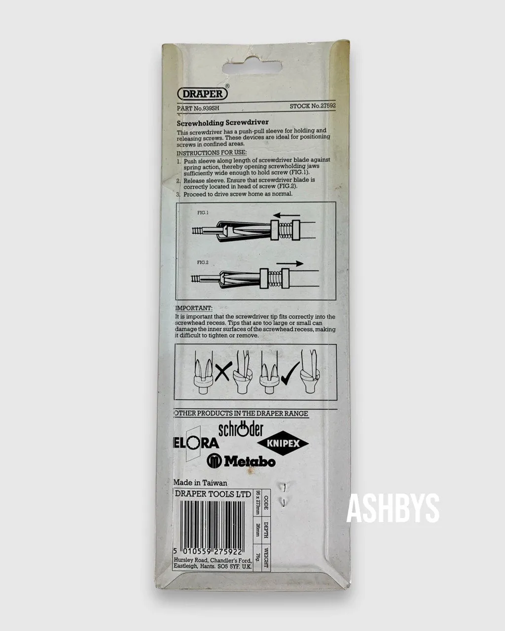 Draper 4.5mm Plain Slot Screwholding Screwdriver 27592 (NEW UNUSED OLD STOCK)