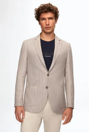 Ds Damat Slim Fit Gray Printed Fabric Jacket
