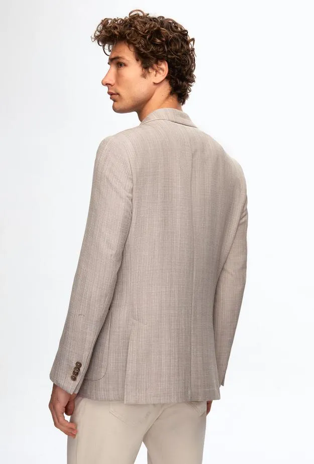 Ds Damat Slim Fit Gray Printed Fabric Jacket