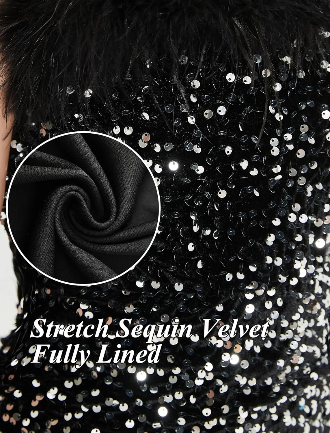 EXARUS Girls Sequin Spaghetti Strap Bodycon Dress Ruched Sparkle Party Teen mini Special Occasion Velvet Splice Furry