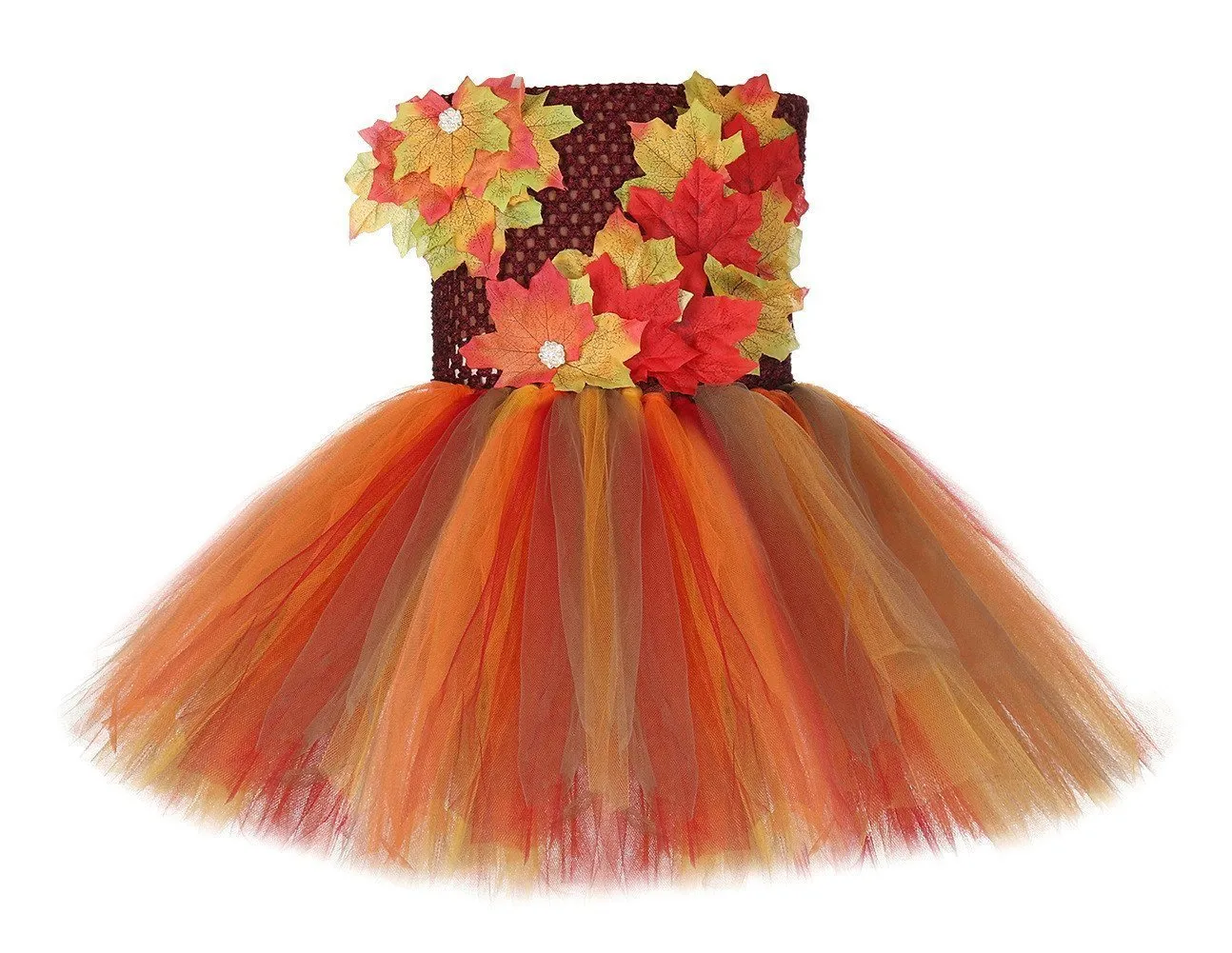 Fall Thanksgiving Tutu Dress Girl Maple Leaf Skirt with Hair Strap
