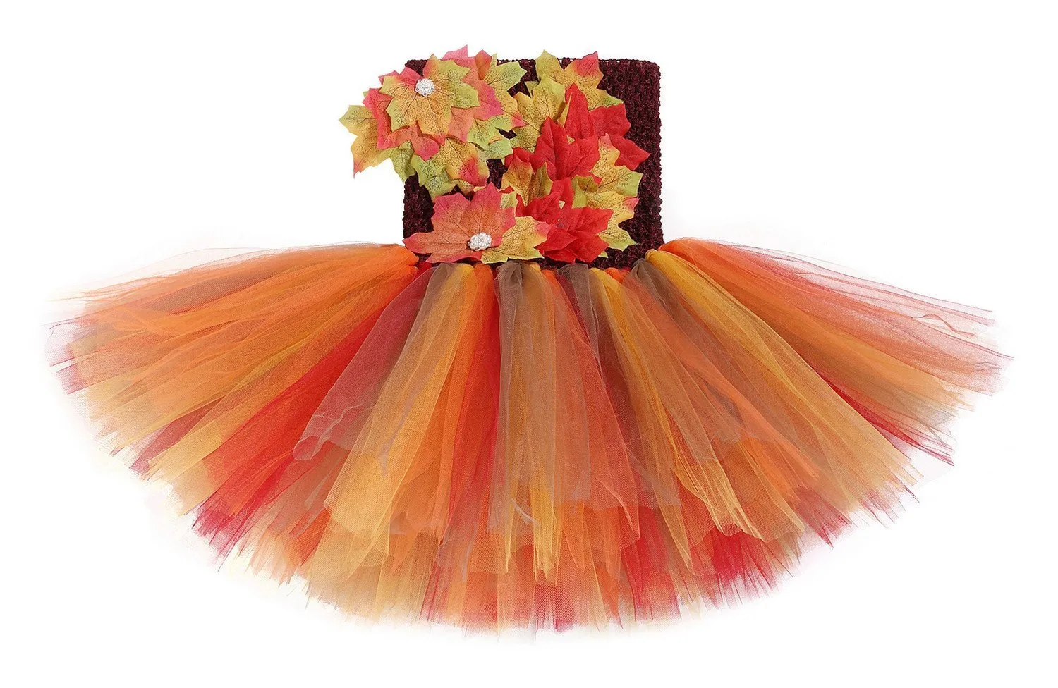 Fall Thanksgiving Tutu Dress Girl Maple Leaf Skirt with Hair Strap