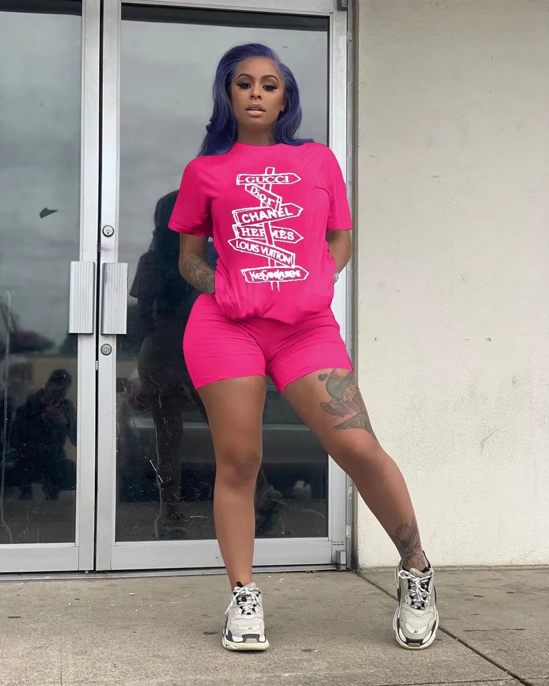 Fashion Letter Print Two Piece Set（AY1855）