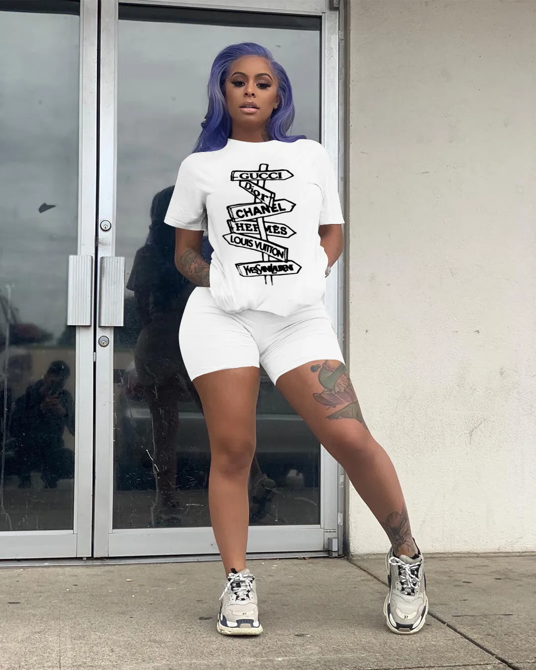 Fashion Letter Print Two Piece Set（AY1855）