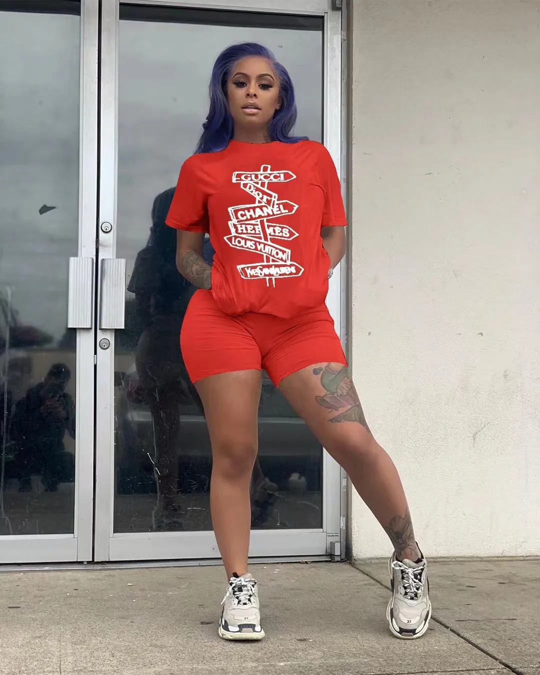 Fashion Letter Print Two Piece Set（AY1855）