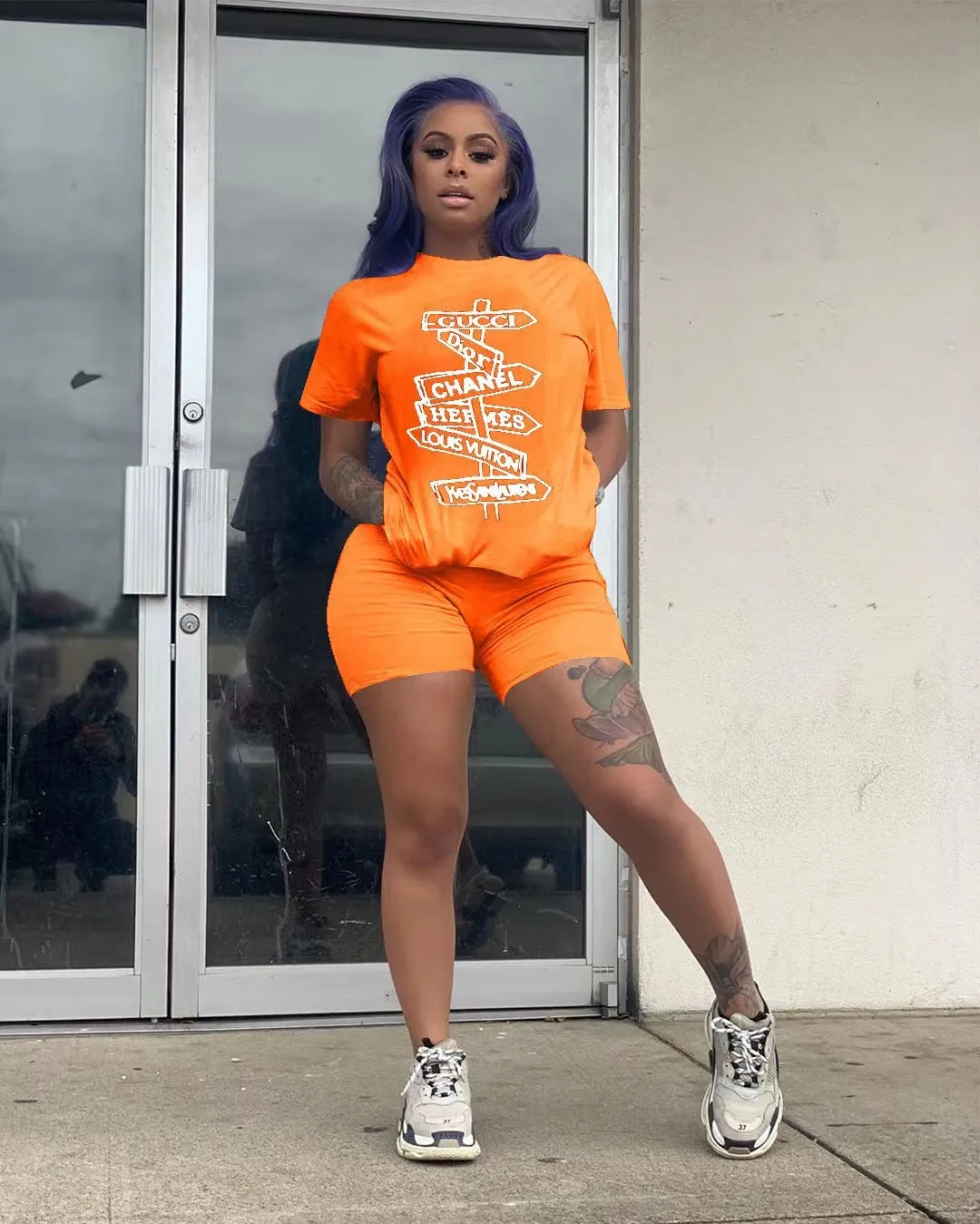 Fashion Letter Print Two Piece Set（AY1855）