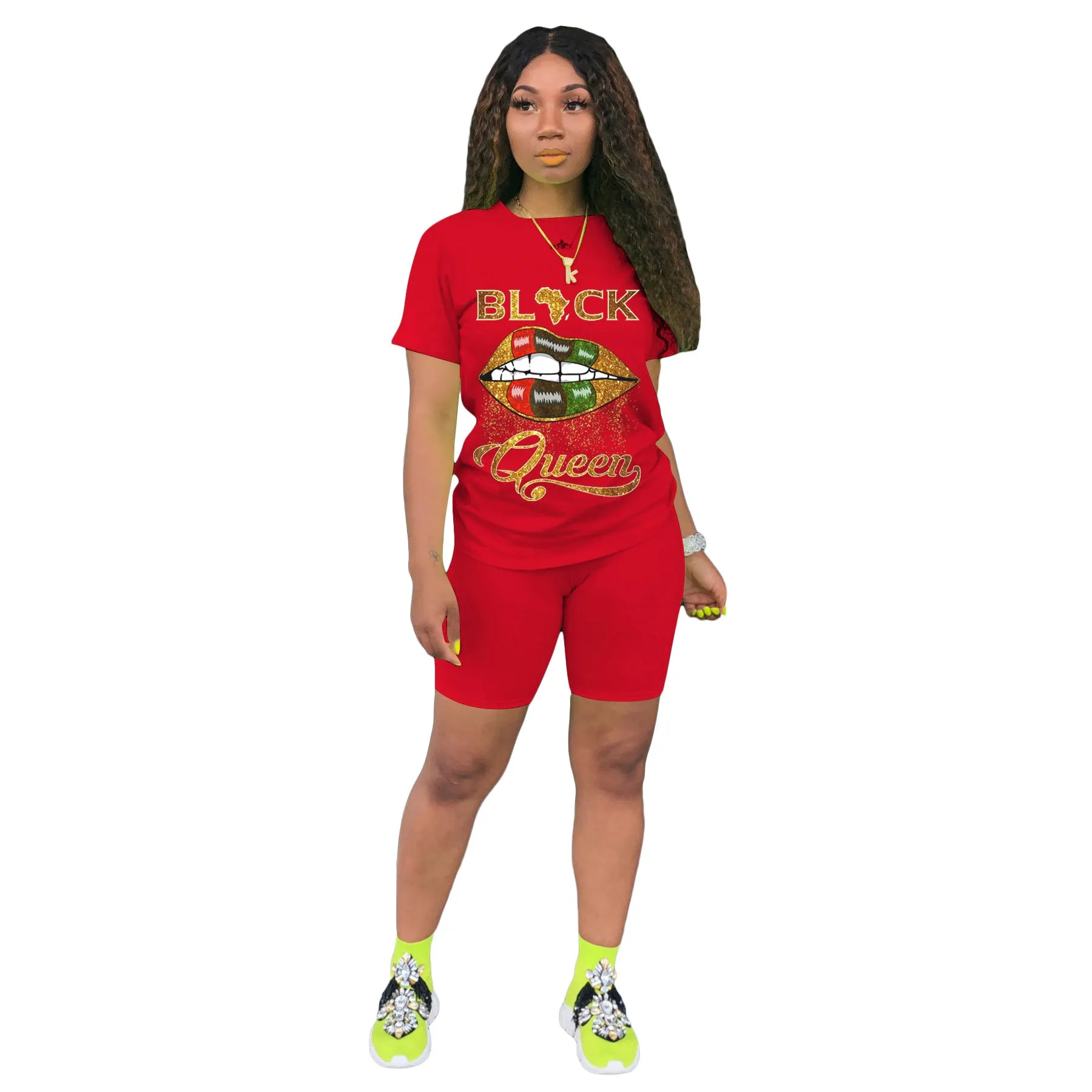Fashion Lips Queen Short Sleeve Set (AY1062)