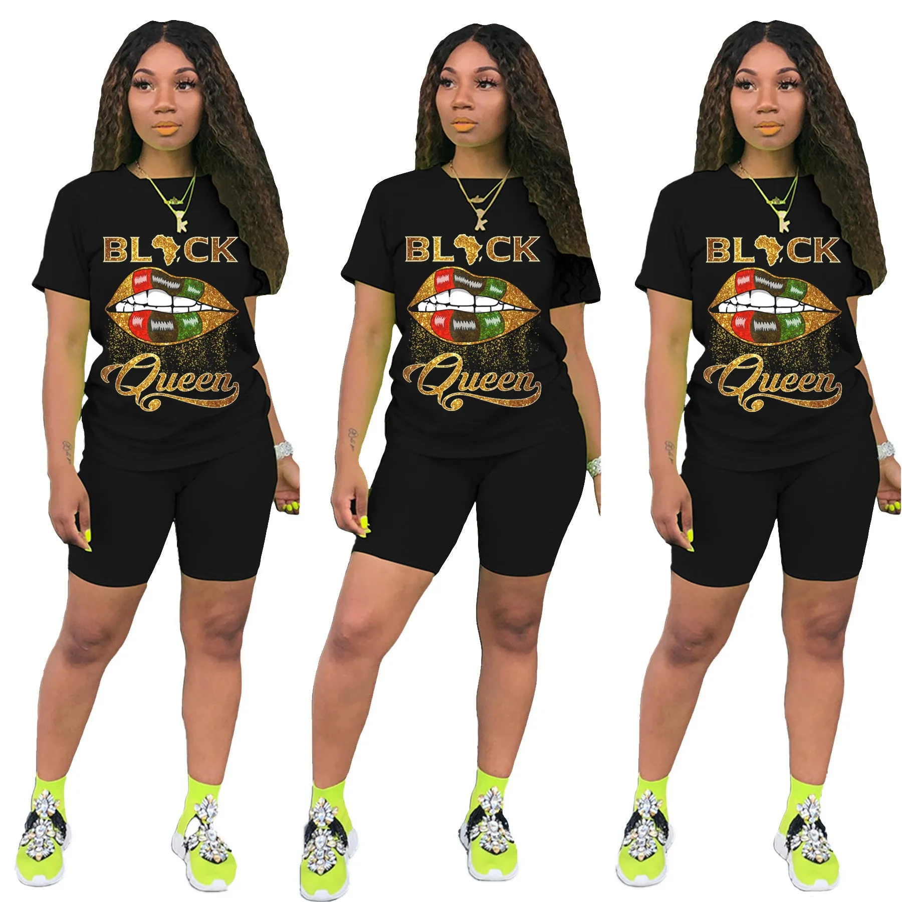 Fashion Lips Queen Short Sleeve Set (AY1062)