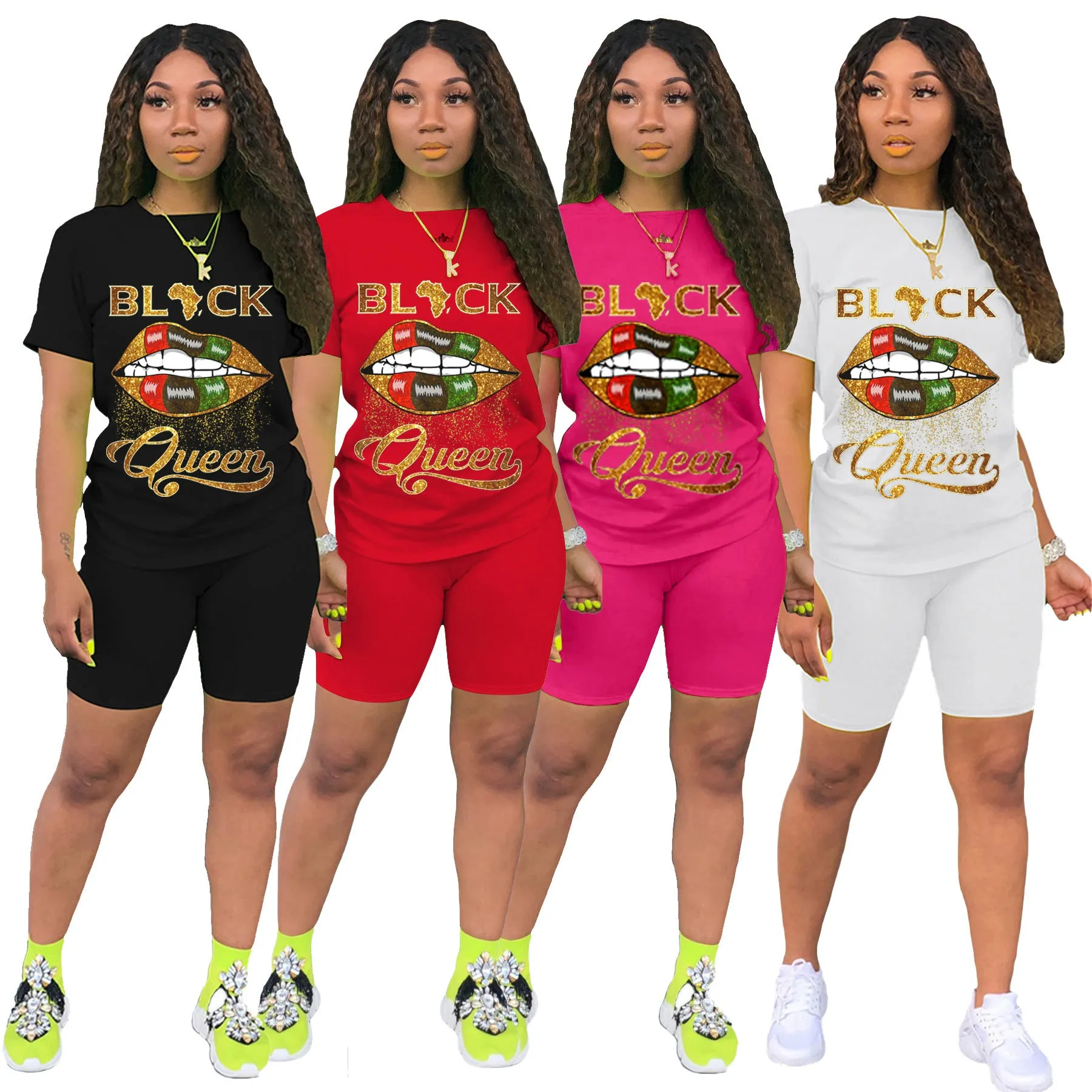 Fashion Lips Queen Short Sleeve Set (AY1062)
