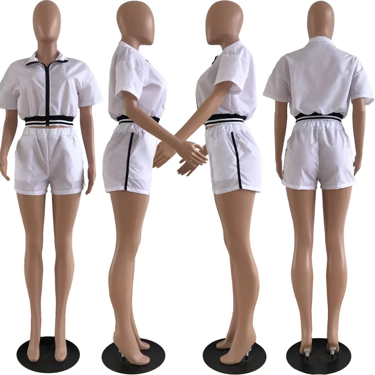 Fashion Solid Color Thread Splicing Two Piece Set（AY1858）