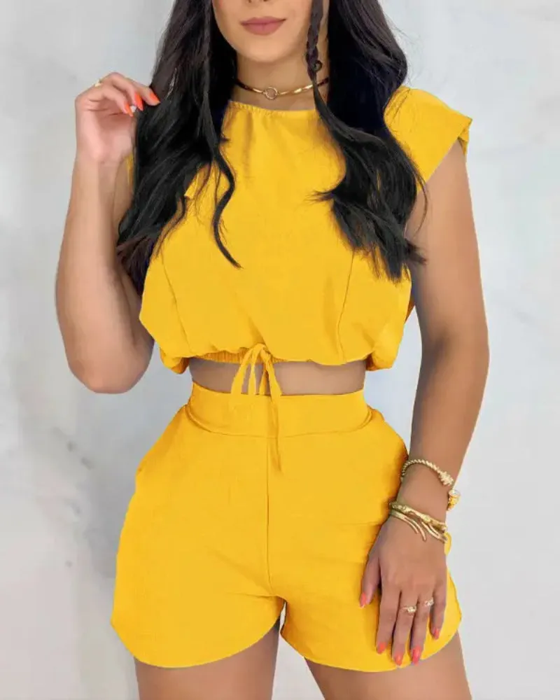 Fashion Solid Color Two Piece Set（AY2093）