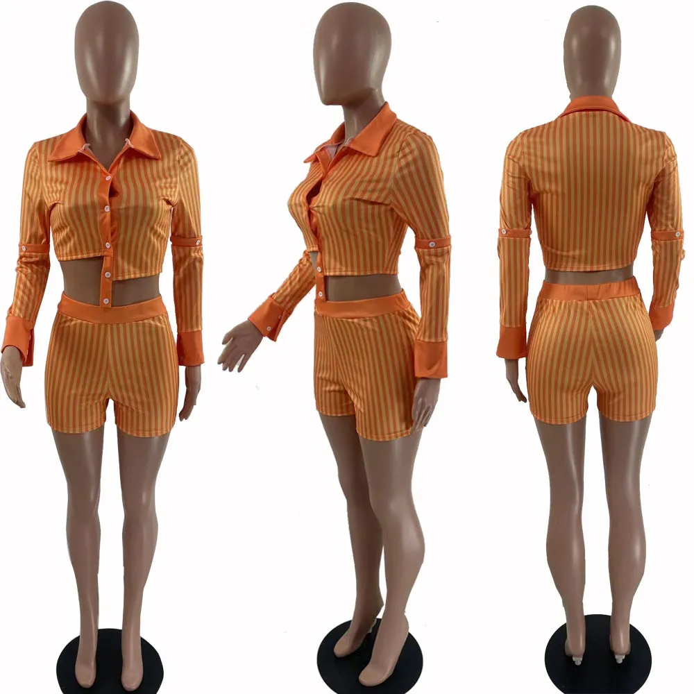 Fashion striped shorts set AY2825