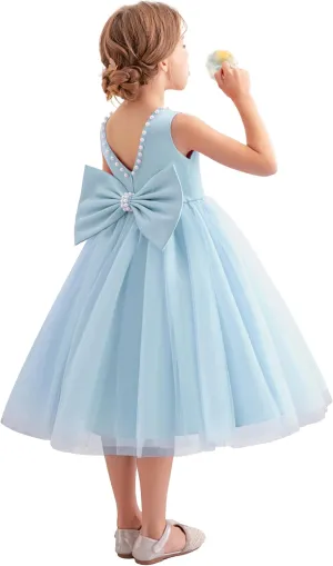 Flower Girl Dress Kids Satin Tulle Wedding Guest Party Birthday Bridesmaid Communion Pageant Prom Ball Gown Maxi